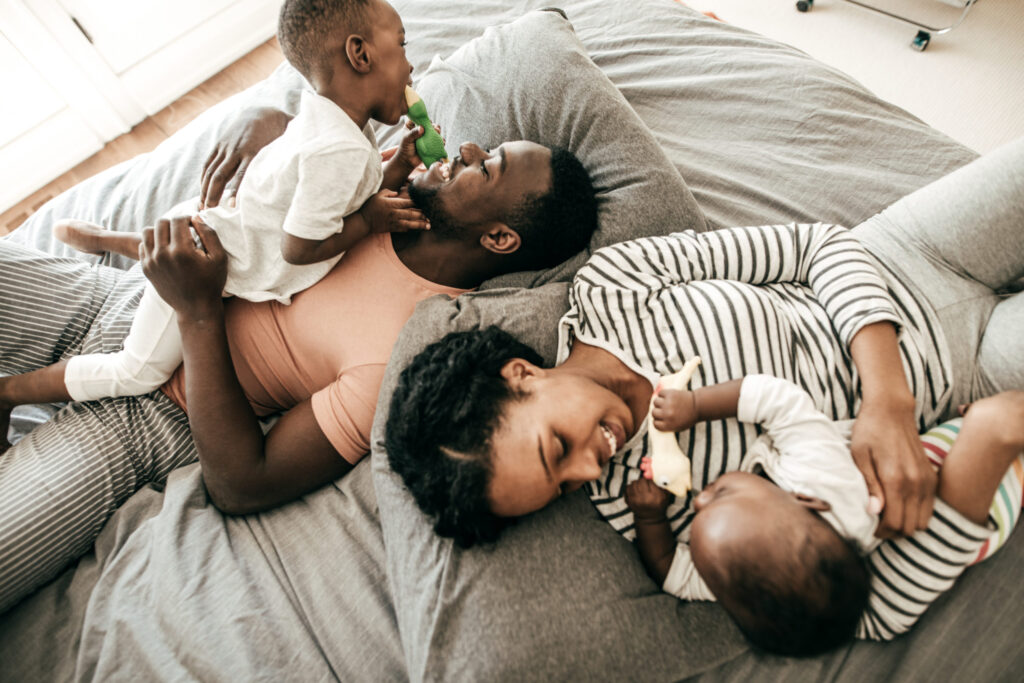 Happy family with  two kids